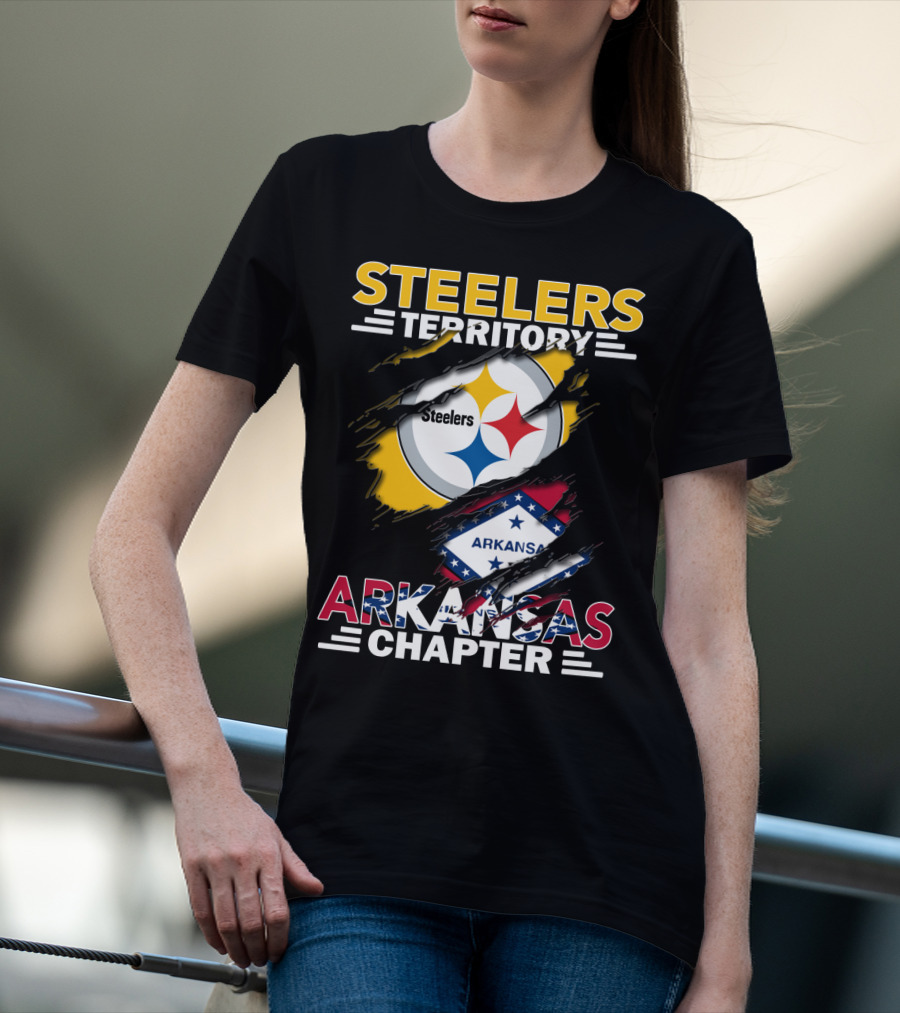 Steelers Territory Arkansas Chapter Steelers Logo Arkansas Flag T-Shirt