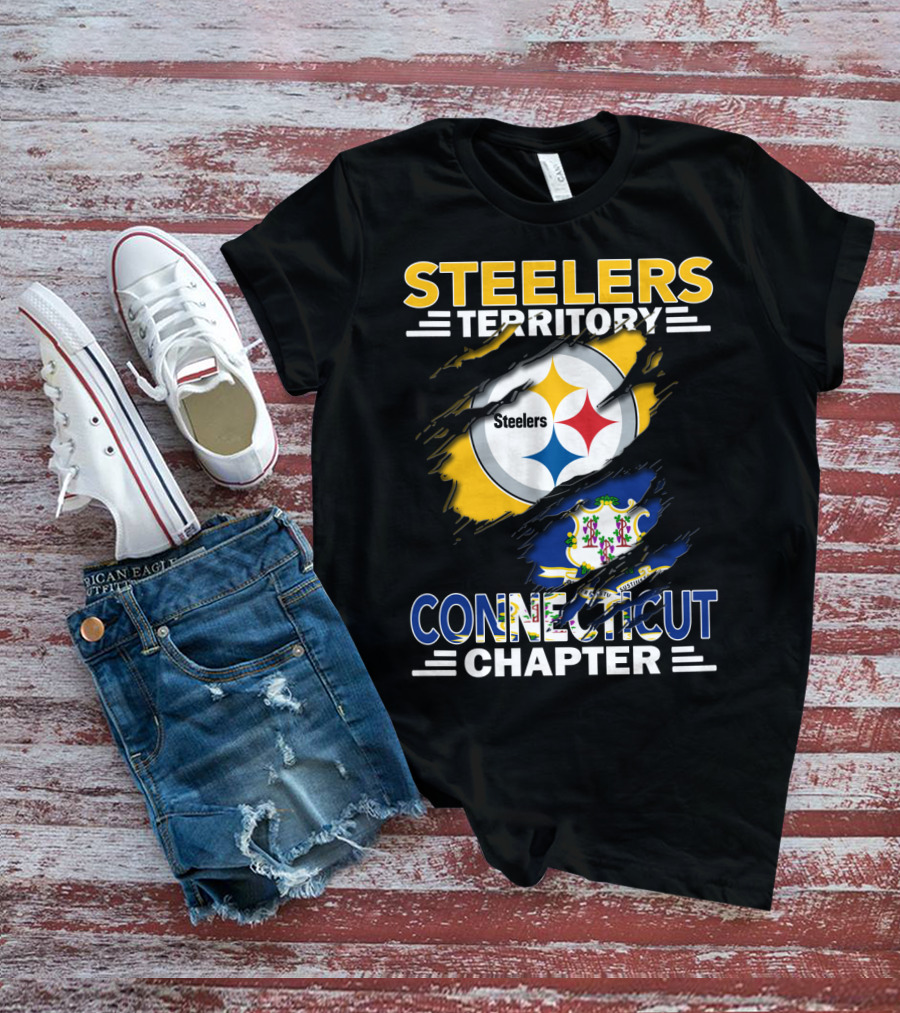 Steelers Territory Connecticut Chapter Steelers Logo Connecticut Flag T-Shirt