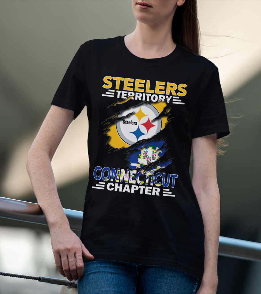 Steelers Territory Connecticut Chapter Steelers Logo Connecticut Flag T-Shirt