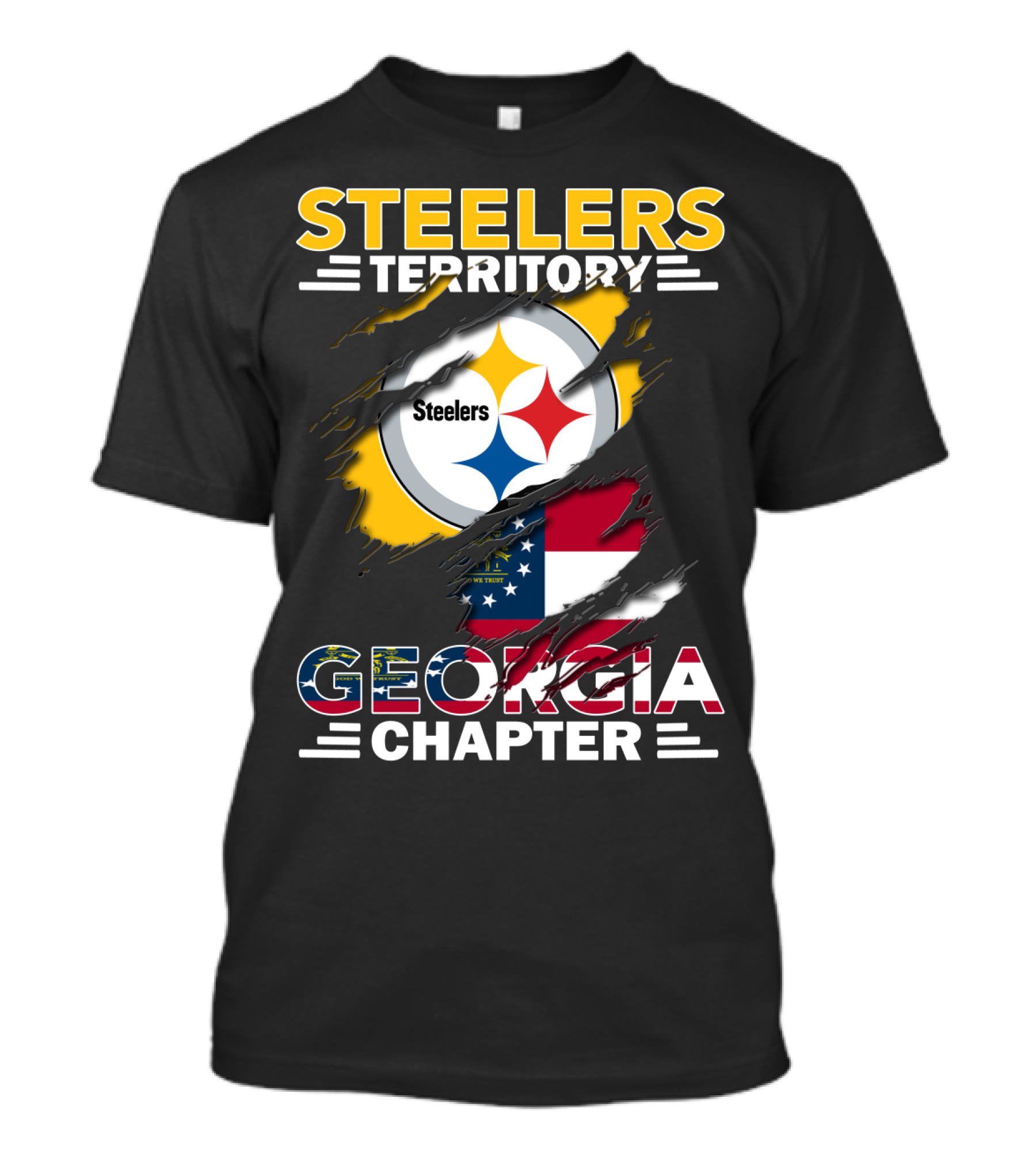 Steelers Territory Georgia Chapter American Flag T-Shirt