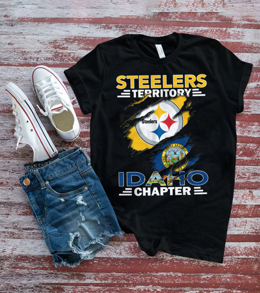 Steelers Territory Idaho Chapter Fan Logo With State Seal Integration T-Shirt