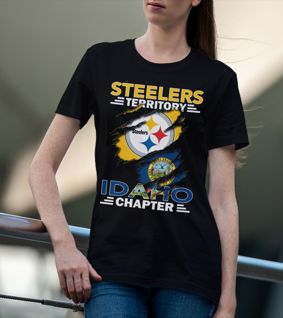 Steelers Territory Idaho Chapter Fan Logo With State Seal Integration T-Shirt