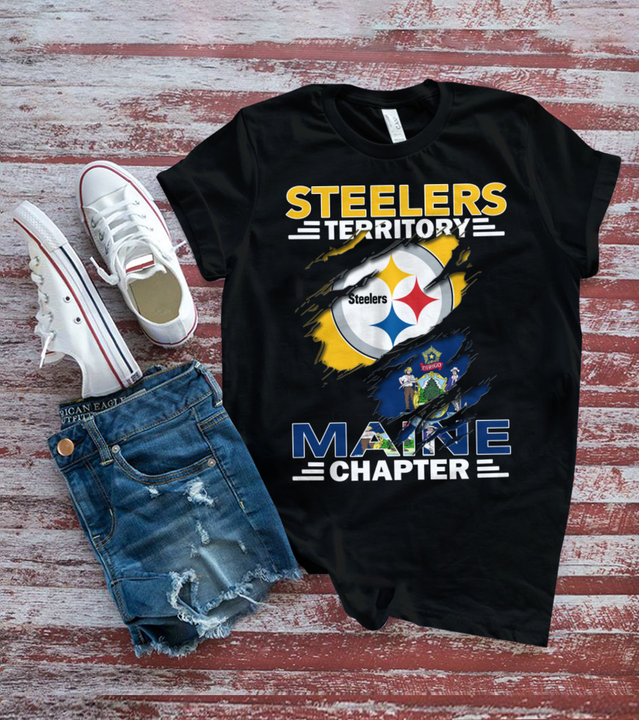 Steelers Territory Steelers Logo Maine Chapter Flag T-Shirt