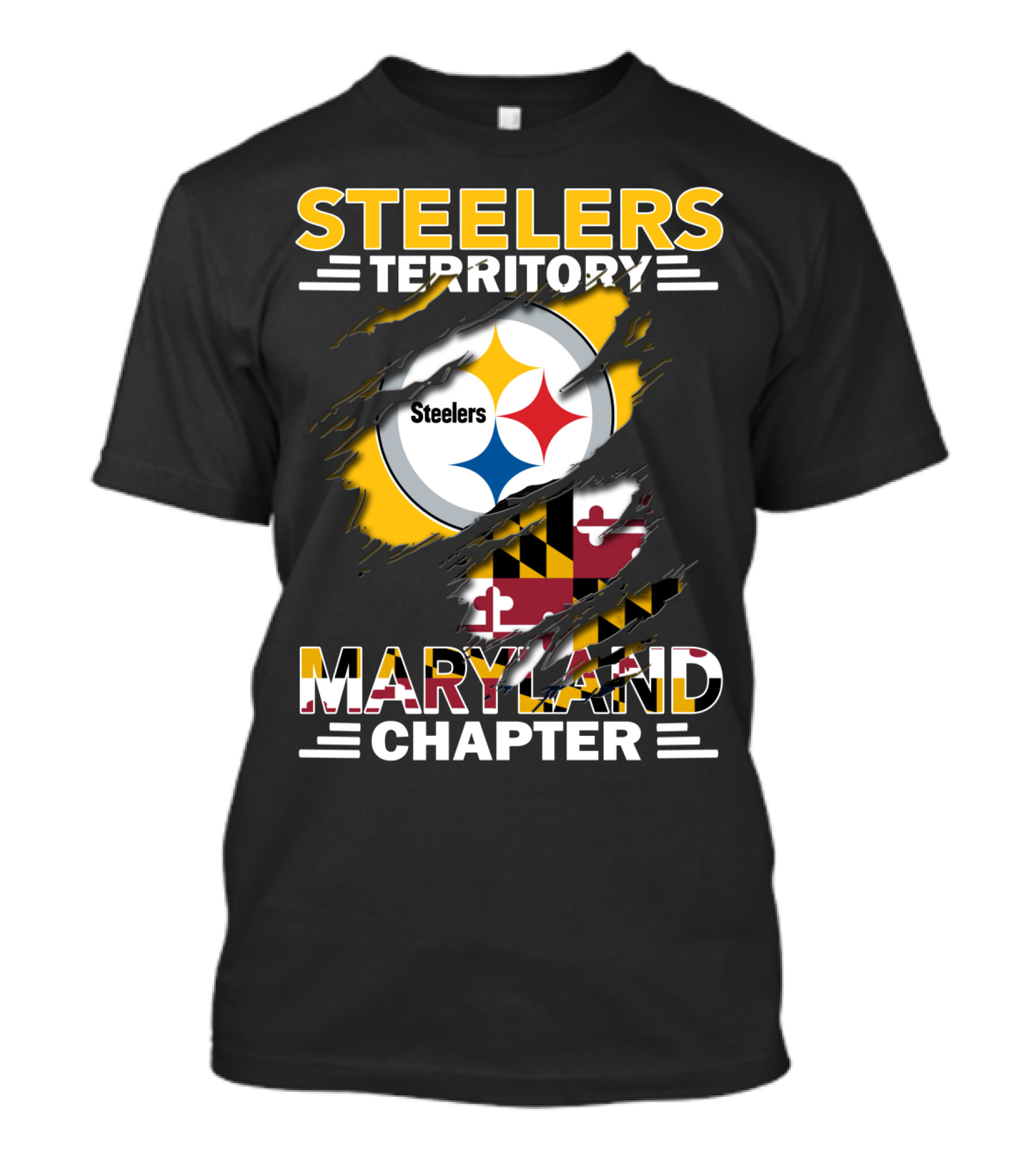 Steelers Territory Maryland Chapter Steelers Logo Maryland Flag T-Shirt