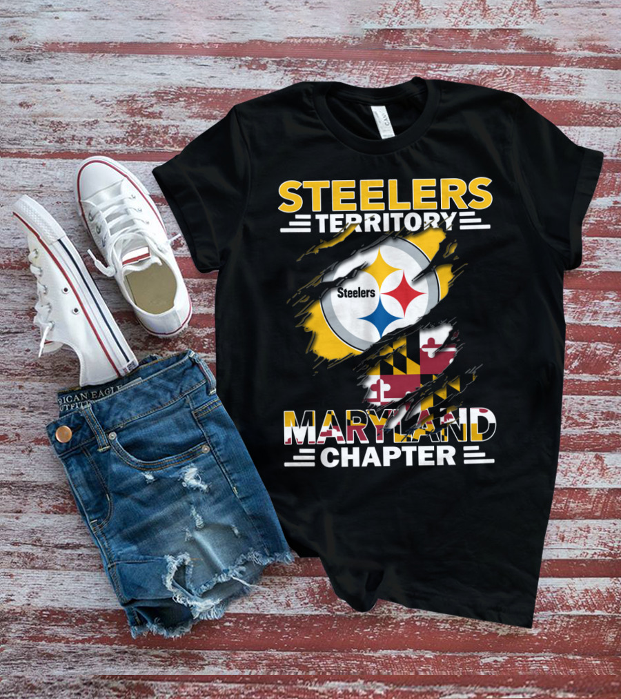 Steelers Territory Maryland Chapter Steelers Logo Maryland Flag T-Shirt