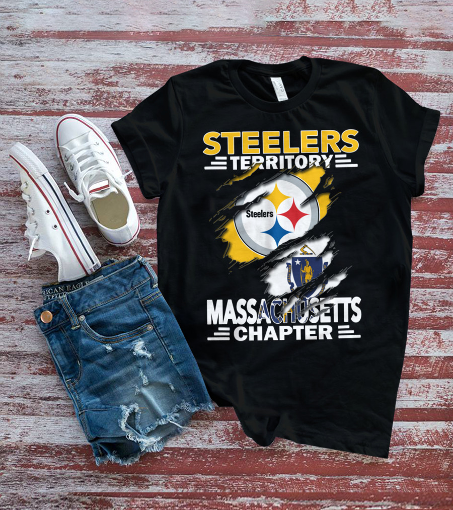 Steelers Territory Massachusetts Chapter Logo With Massachusetts Flag And Steelers Emblem T-Shirt