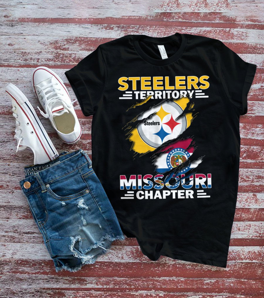 Steelers Territory Missouri Chapter Emblem With State Flag T-Shirt