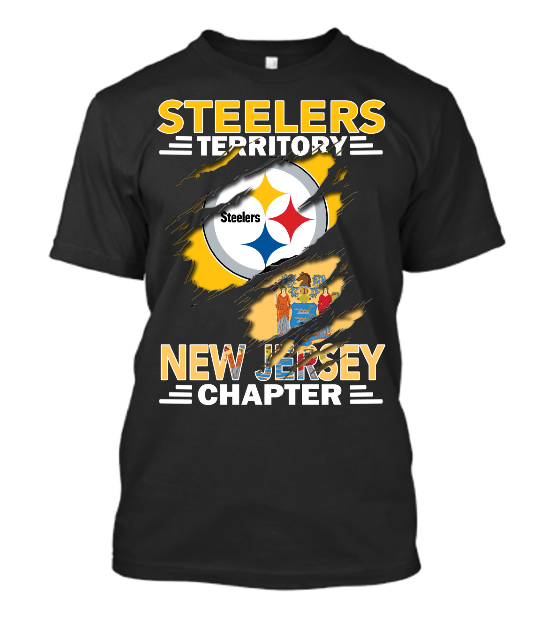 Steelers Territory New Jersey Chapter Steelers Logo New Jersey Flag T-Shirt