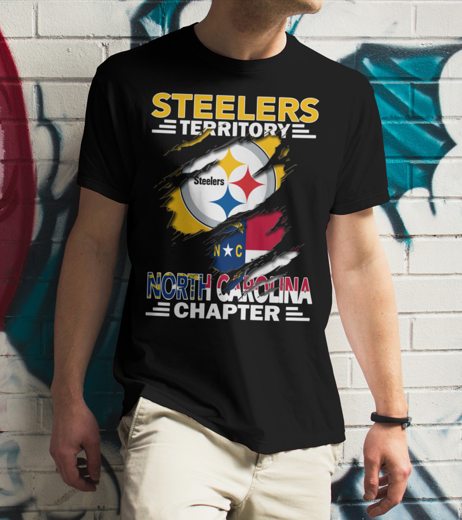 Steelers Territory North Carolina Chapter Steelers Logo And North Carolina Flag T-Shirt