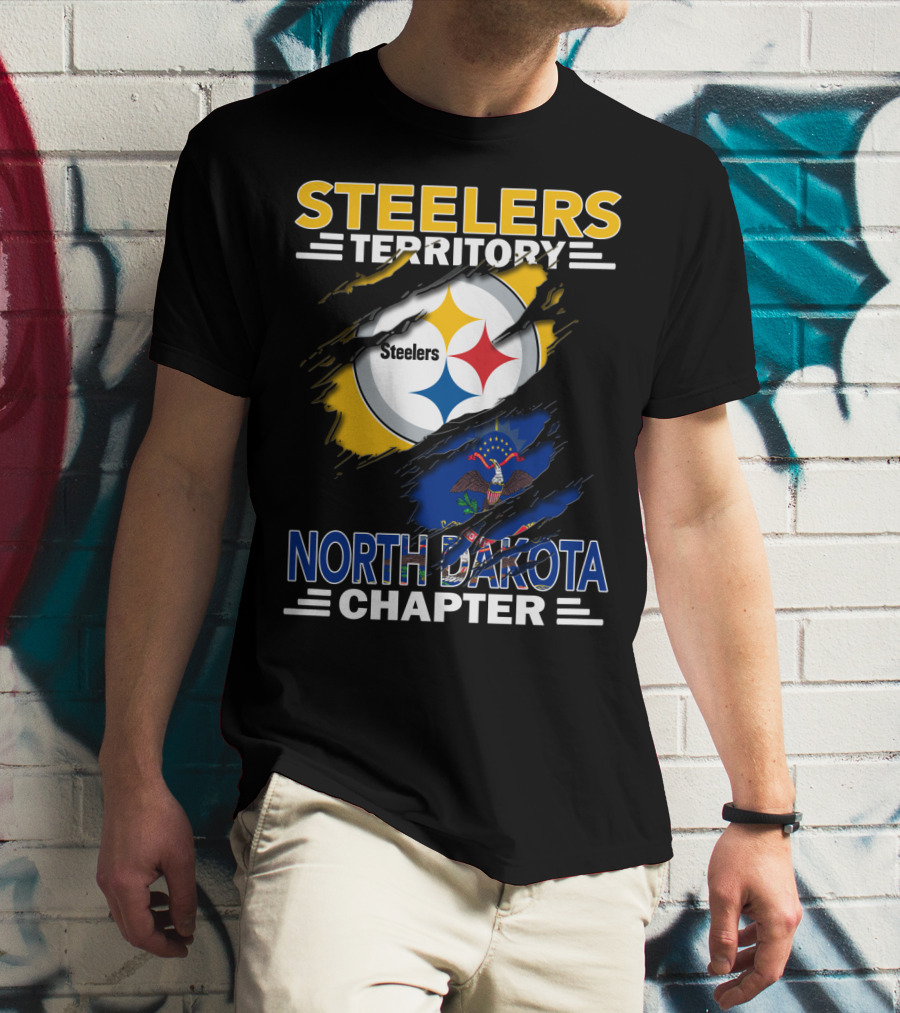 Steelers Territory North Dakota Chapter Steelers Logo And State Flag T-Shirt