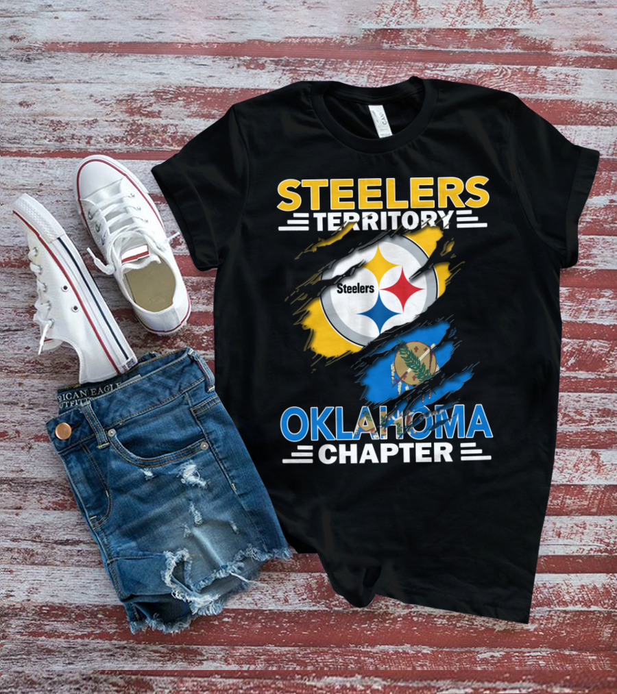 Steelers Territory Oklahoma Chapter Logo With State Flag T-Shirt