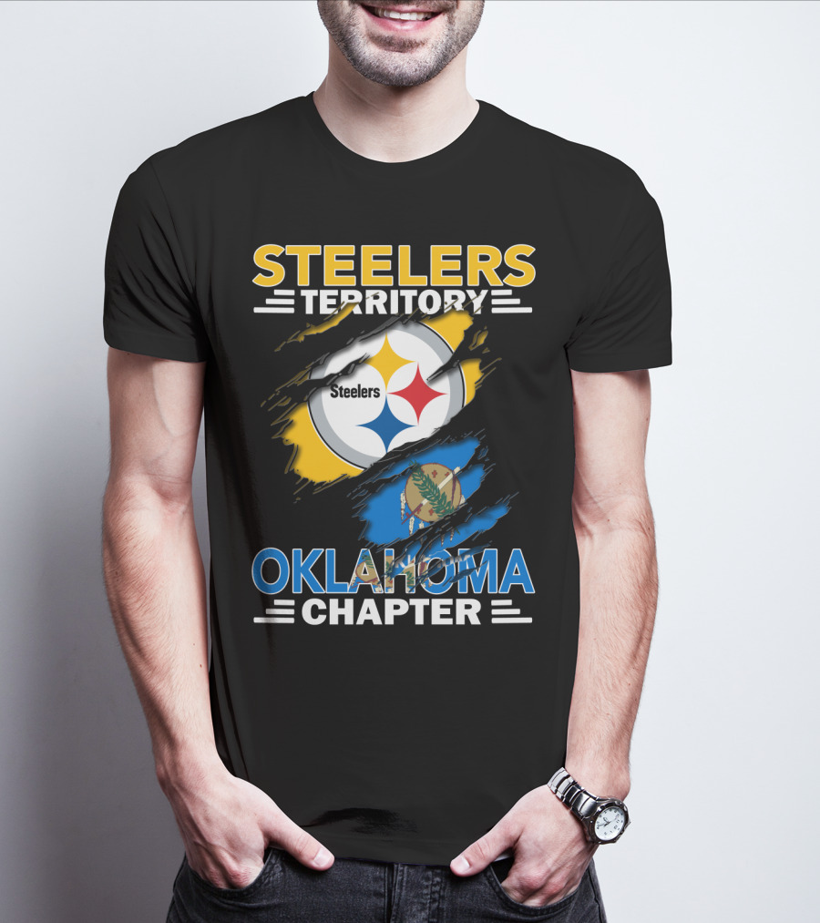 Steelers Territory Oklahoma Chapter Logo With State Flag T-Shirt