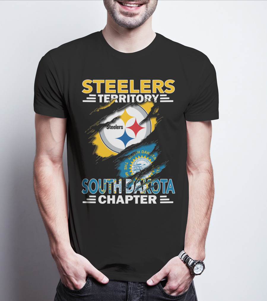 Steelers Territory South Dakota Chapter Ripped Flag T-Shirt