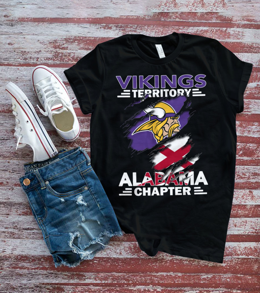 Vikings Territory Alabama Chapter Norse Warrior Emblem With Alabama State Flag T-Shirt