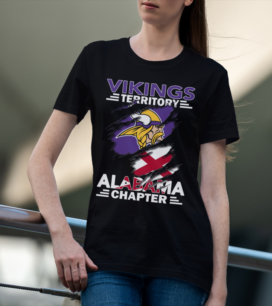 Vikings Territory Alabama Chapter Norse Warrior Emblem With Alabama State Flag T-Shirt