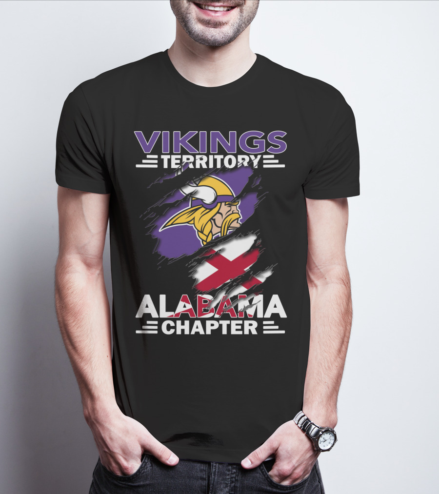 Vikings Territory Alabama Chapter Norse Warrior Emblem With Alabama State Flag T-Shirt