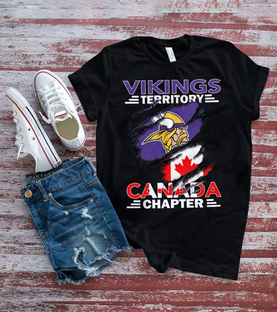 Vikings Territory Canada Chapter Canadian Flag And Viking Head T-Shirt