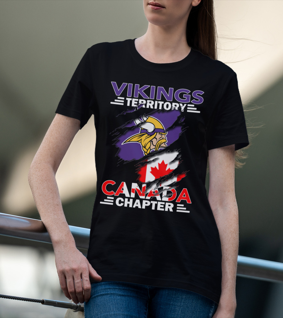 Vikings Territory Canada Chapter Canadian Flag And Viking Head T-Shirt