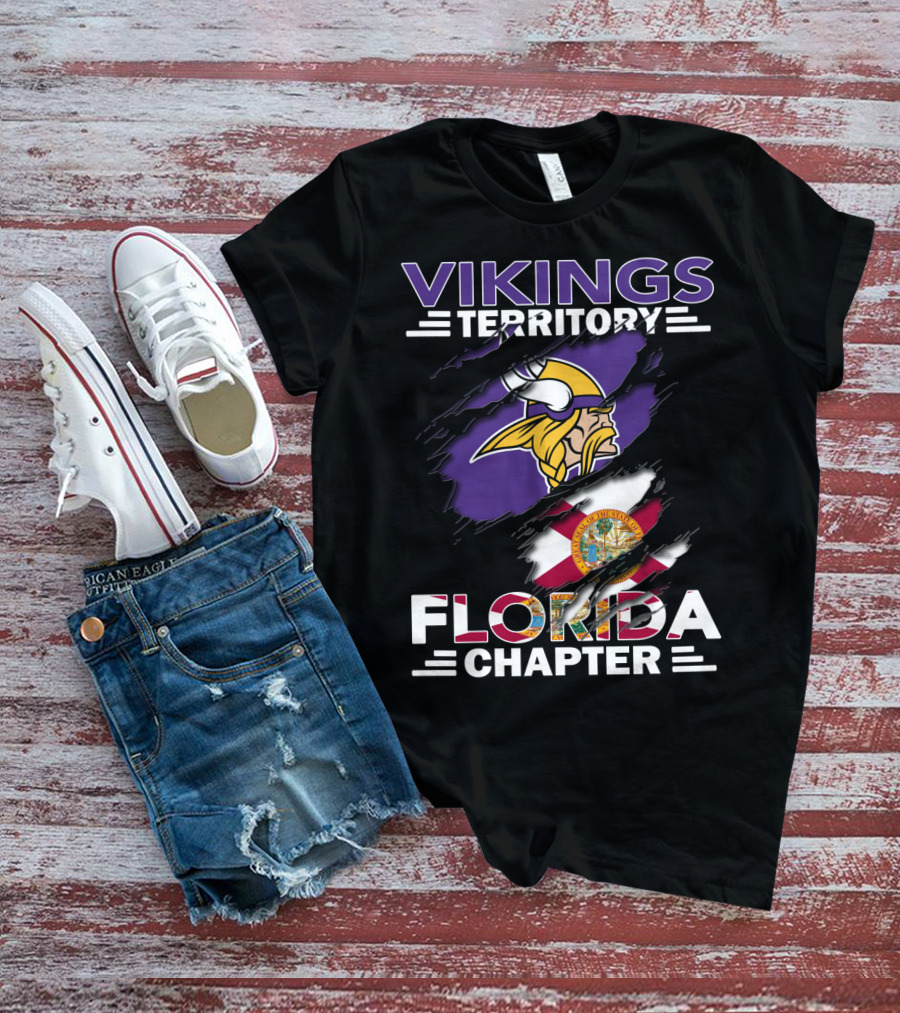 Vikings Territory Florida Chapter With Minnesota Vikings Logo And State T-Shirt