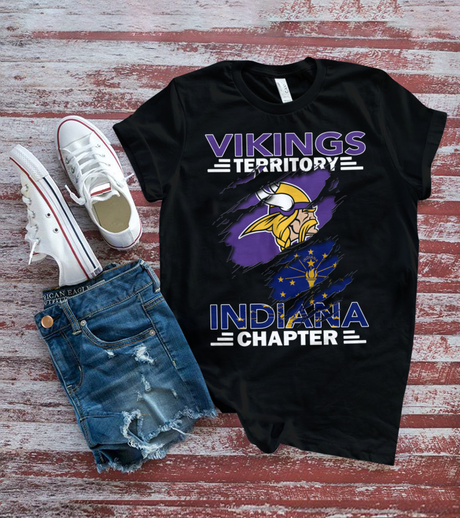 Vikings Territory Indiana Chapter Viking Helmet Indiana Flag T-Shirt