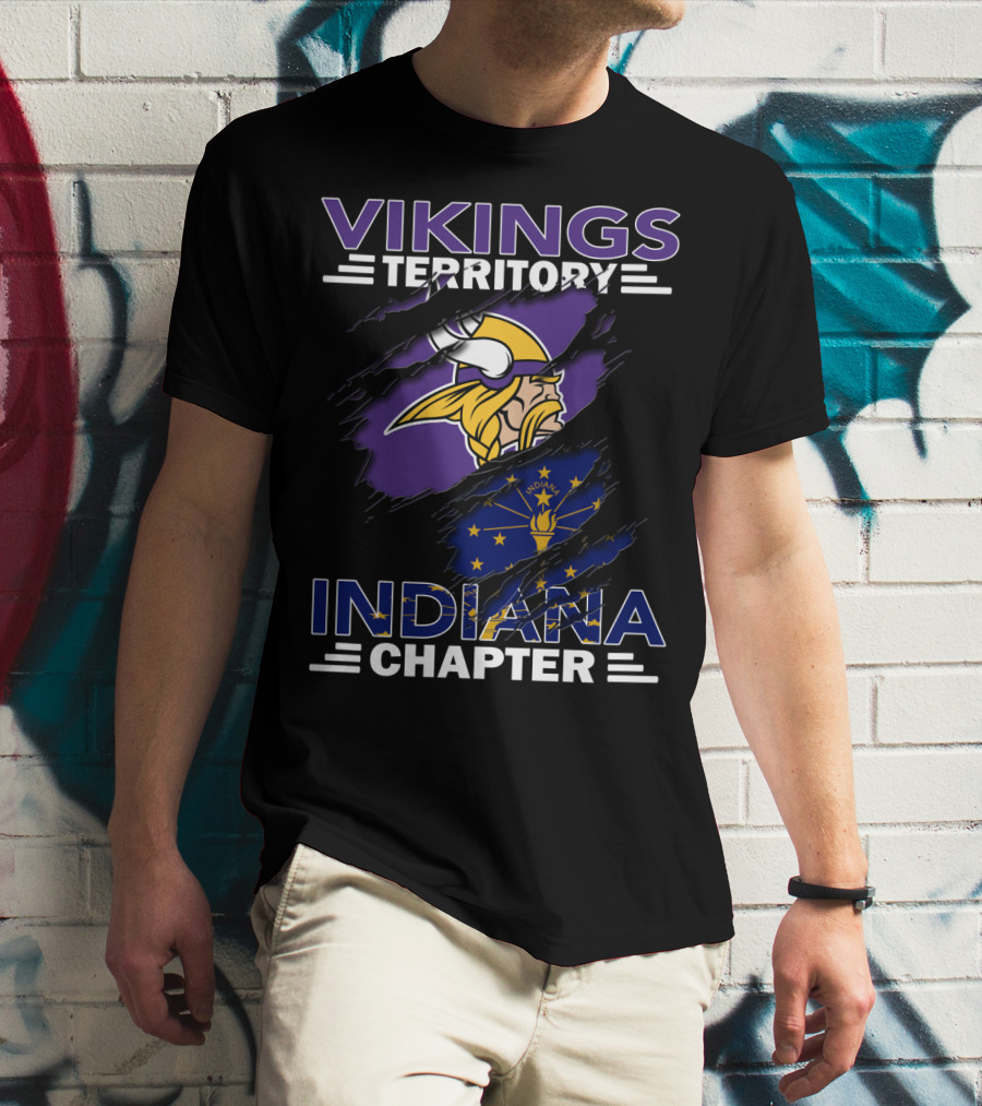 Vikings Territory Indiana Chapter Viking Helmet Indiana Flag T-Shirt