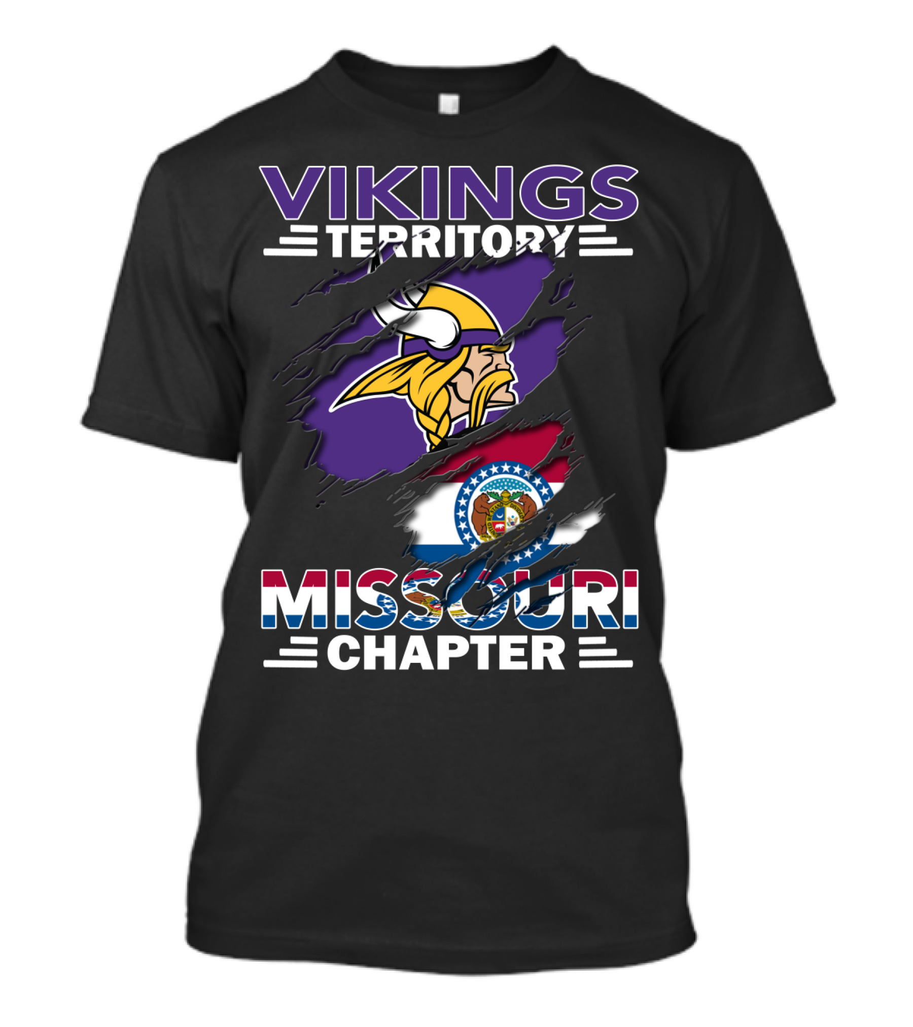 Vikings Territory Missouri Chapter Nordic Warrior With State Pride T-Shirt