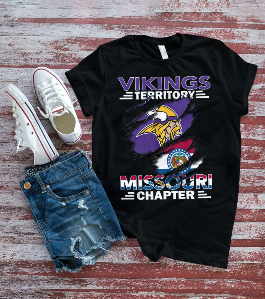 Vikings Territory Missouri Chapter Nordic Warrior With State Pride T-Shirt