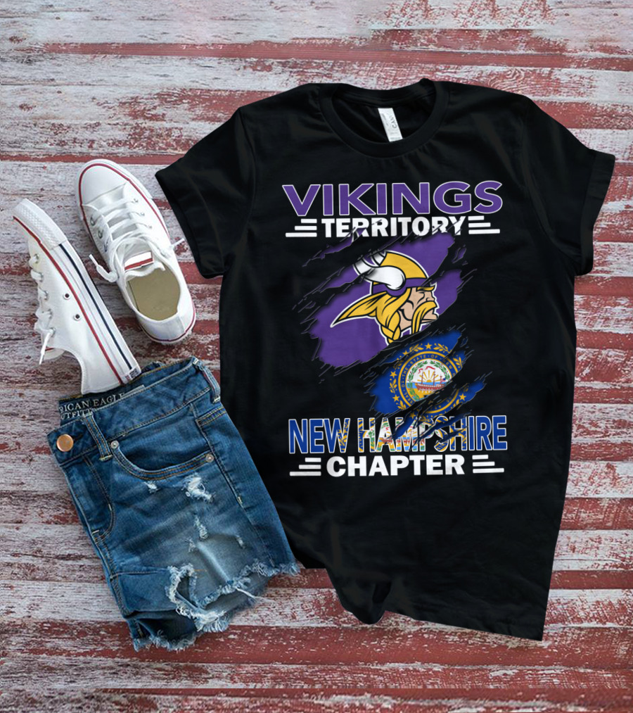 Vikings Territory New Hampshire Chapter Emblem With Viking Helmet And State Seal T-Shirt