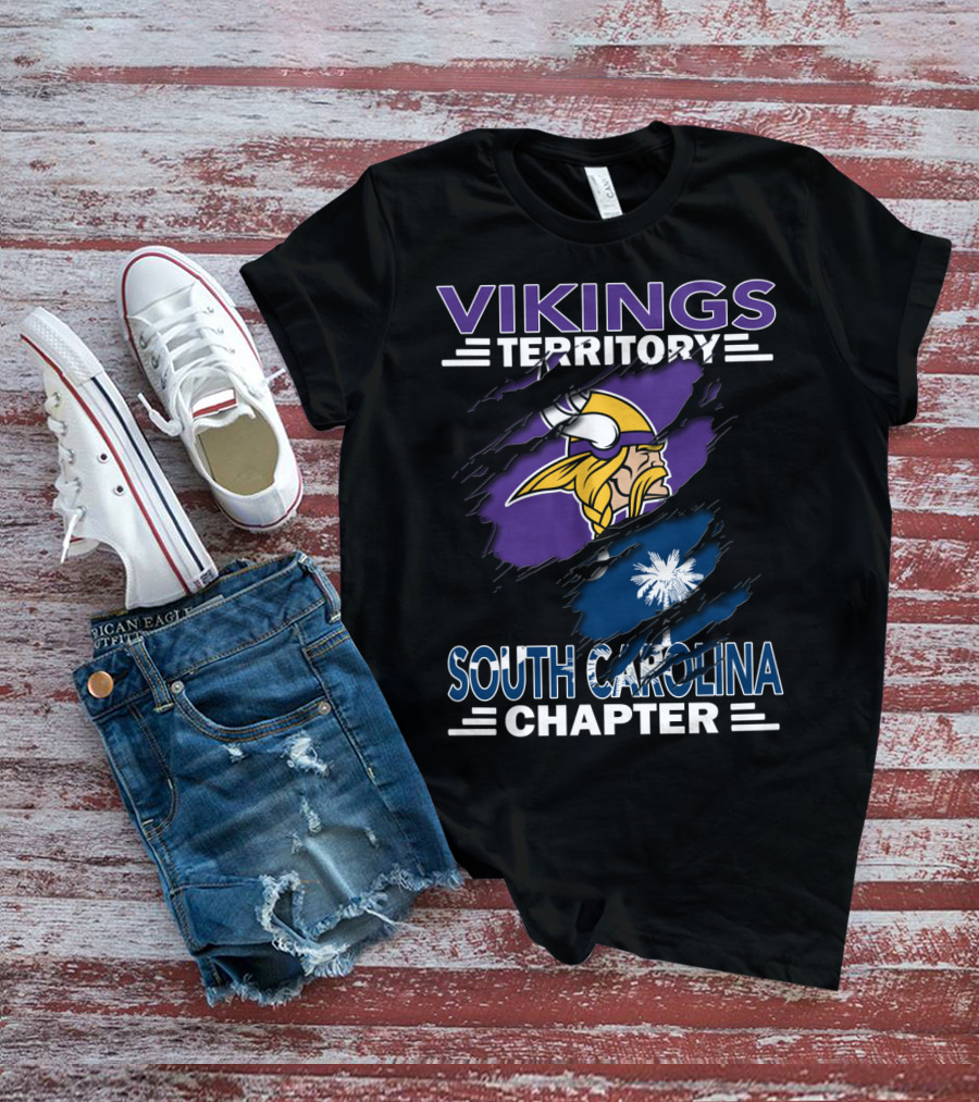Vikings Territory South Carolina Chapter Sports Fan Logo With Iconic Viking And Palmetto T-Shirt