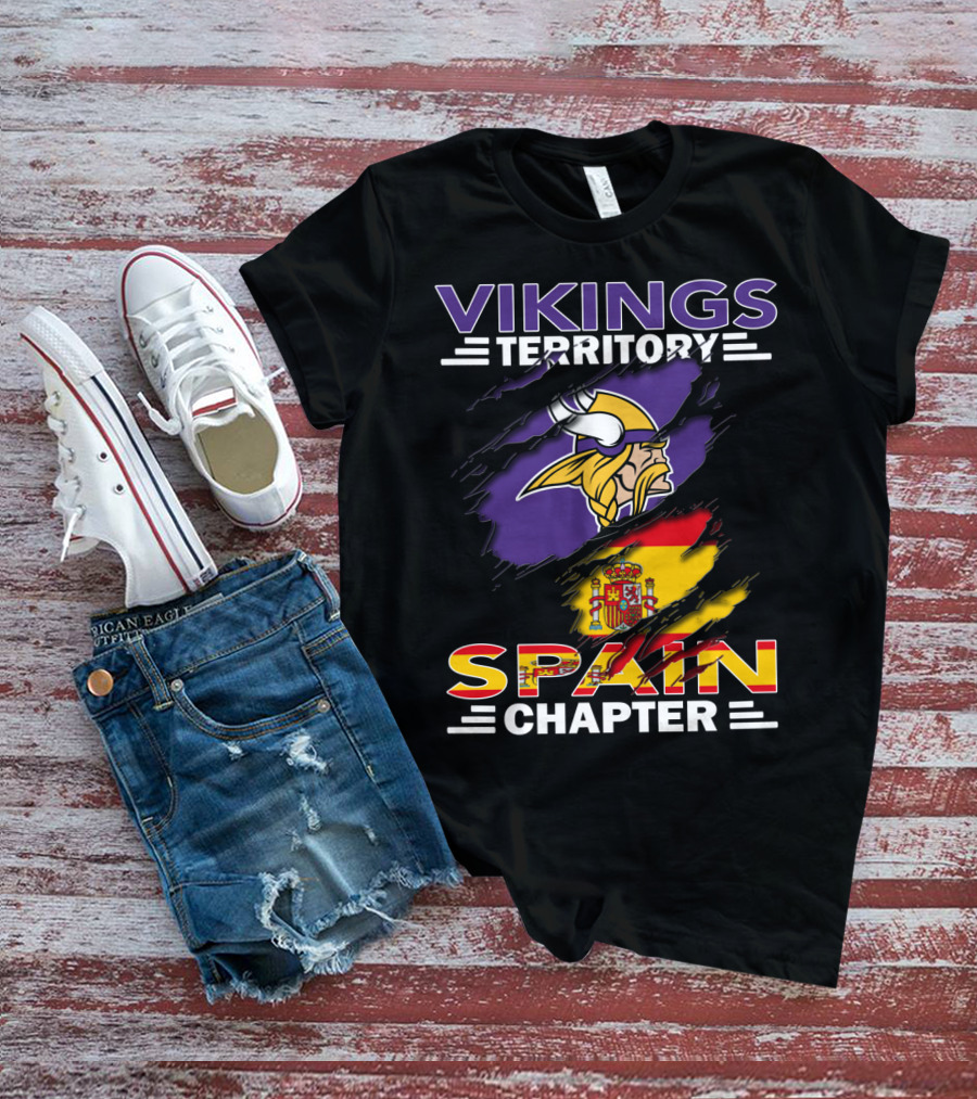 Vikings Territory Spain Chapter Vikings Logo Spain Flag T-Shirt