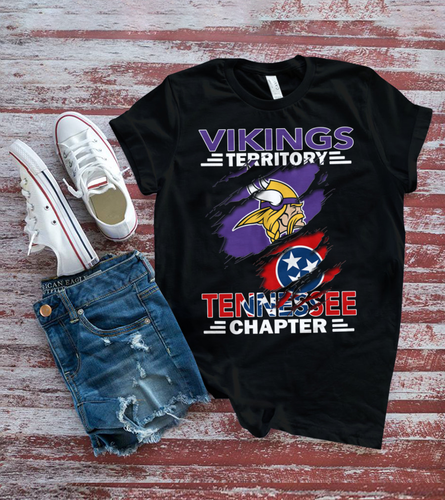 Vikings Territory Tennessee Chapter NFL Vikings And Tennessee Flag Mashup T-Shirt
