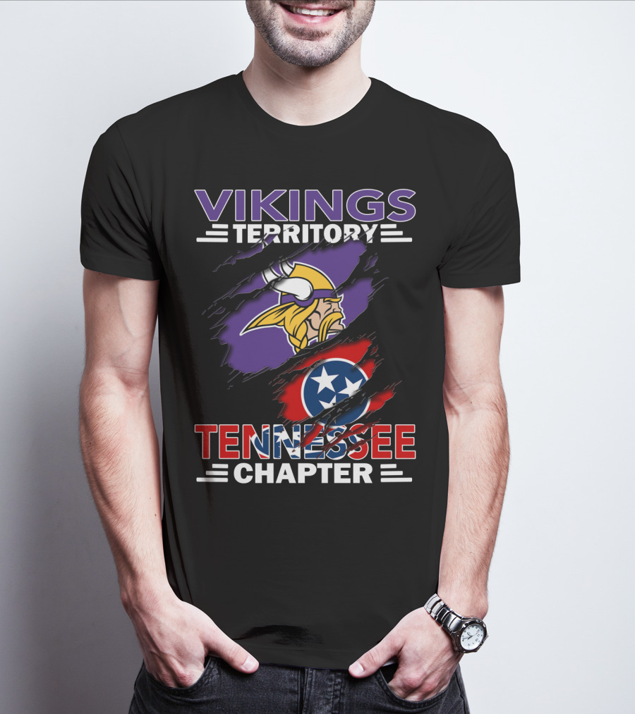 Vikings Territory Tennessee Chapter NFL Vikings And Tennessee Flag Mashup T-Shirt