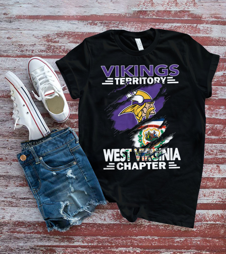 Vikings Territory West Virginia Chapter Flag And Viking Helmet T-Shirt