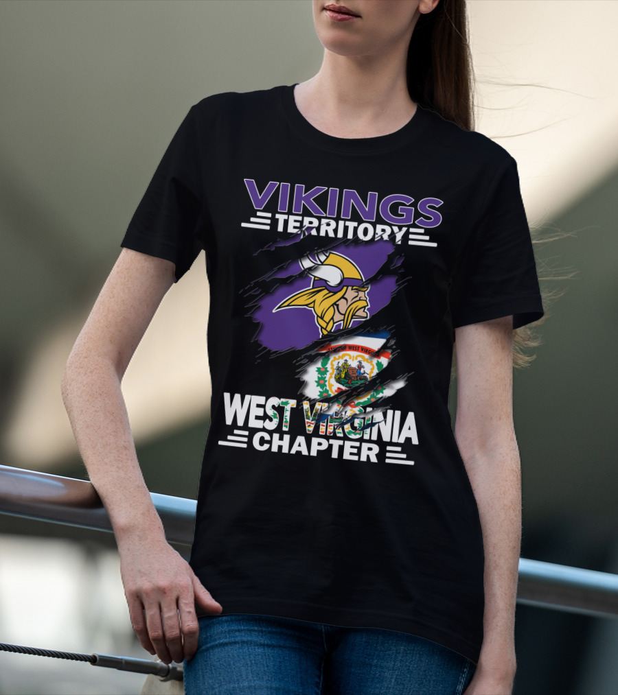 Vikings Territory West Virginia Chapter Flag And Viking Helmet T-Shirt