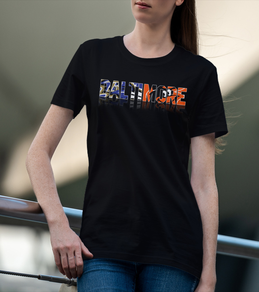 Baltimore City Ravens Orioles Lettering T-Shirt