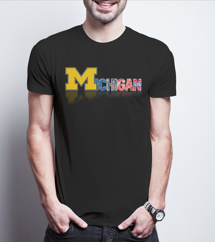 Michigan Wolverines Detroit Pistons Red Wings Lions Tigers T-Shirt