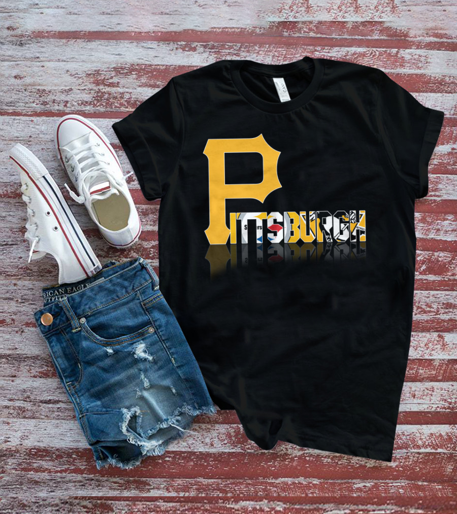 Pittsburgh Steelers Penguins Logos Reflected Contrasts T-Shirt