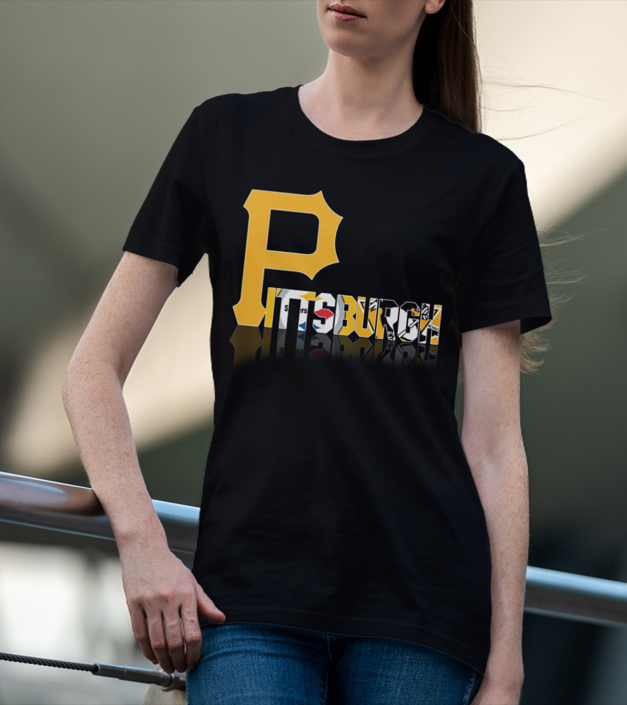 Pittsburgh Steelers Penguins Logos Reflected Contrasts T-Shirt