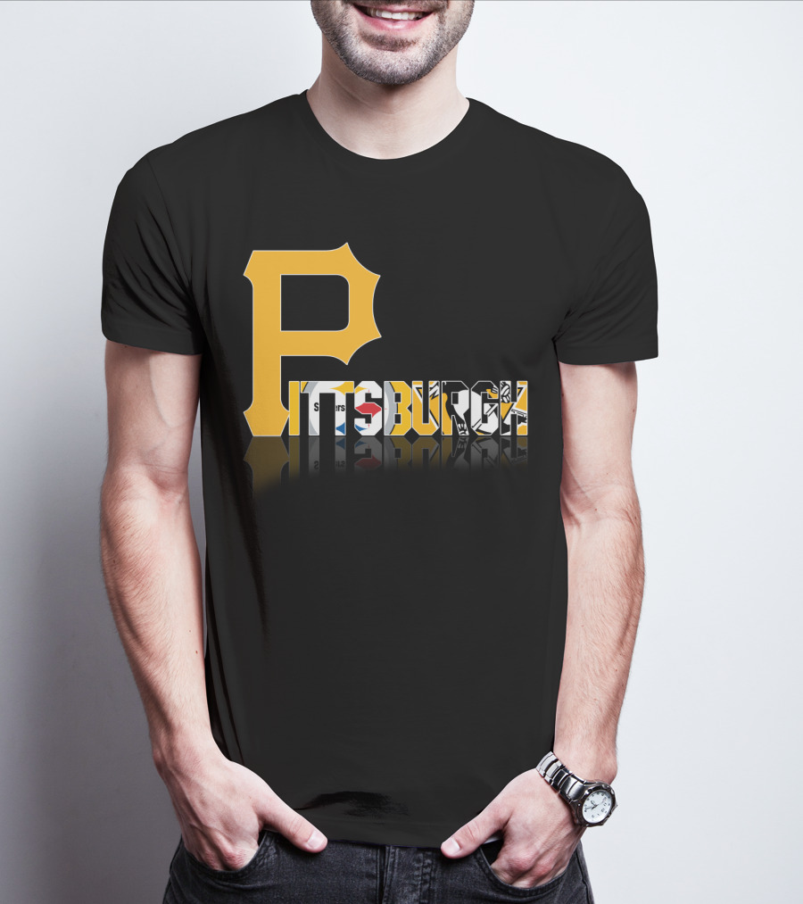 Pittsburgh Steelers Penguins Logos Reflected Contrasts T-Shirt