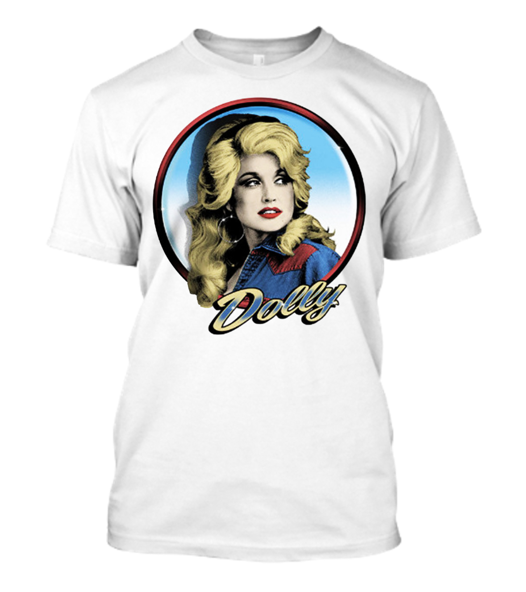 Dolly Parton Retro Portrait Blue Circle T-Shirt