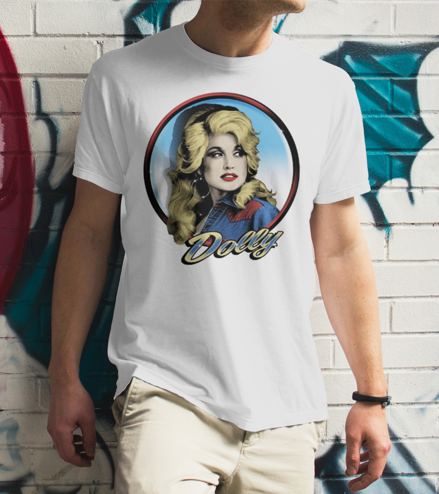 Dolly Parton Retro Portrait Blue Circle T-Shirt