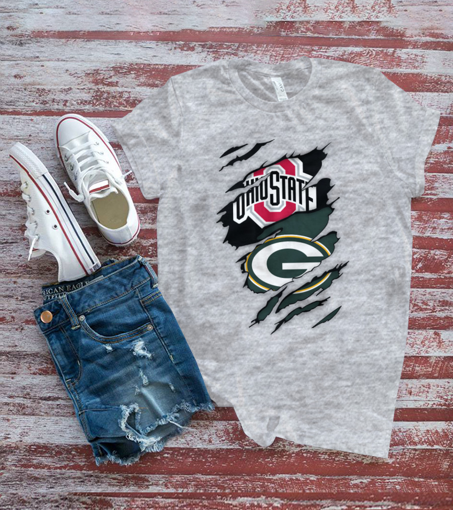Ohio State Buckeyes Green Bay Packers Claw Rip T-Shirt