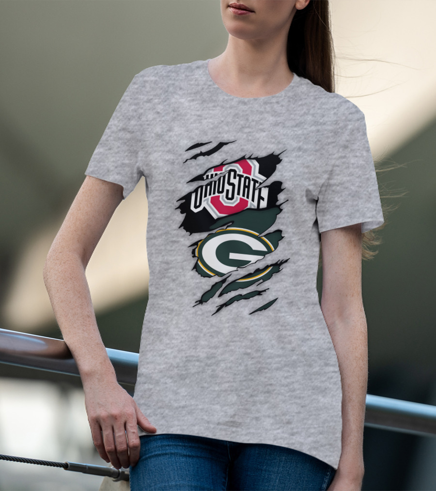 Ohio State Buckeyes Green Bay Packers Claw Rip T-Shirt