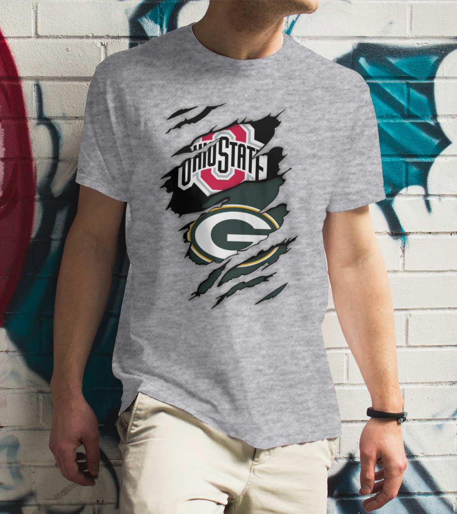 Ohio State Buckeyes Green Bay Packers Claw Rip T-Shirt