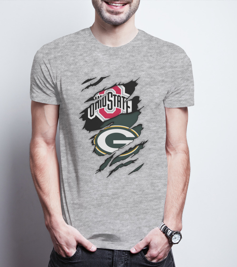 Ohio State Buckeyes Green Bay Packers Claw Rip T-Shirt