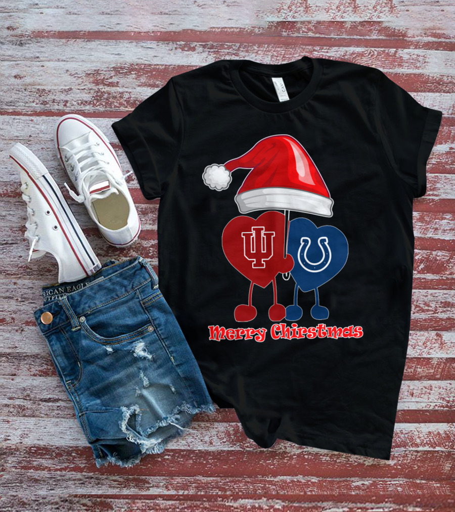 Merry Christmas Indianapolis Colts Indiana University Hearts T-Shirt