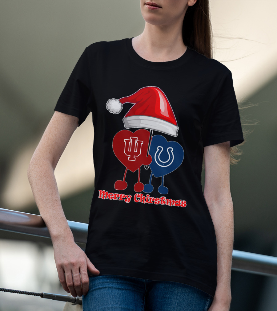 Merry Christmas Indianapolis Colts Indiana University Hearts T-Shirt