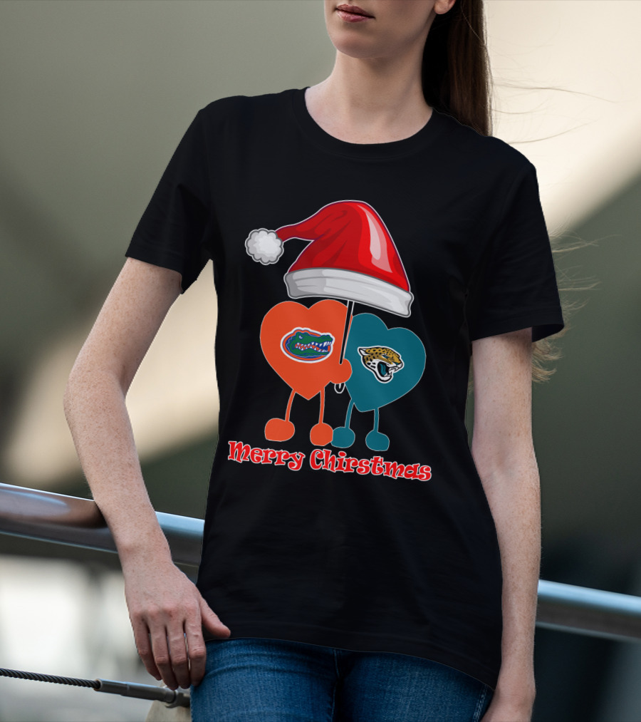 Florida Gators Jacksonville Jaguars Merry Christmas Santa Hat T-Shirt