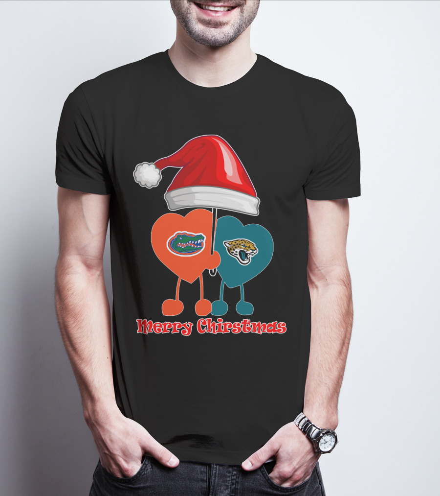 Florida Gators Jacksonville Jaguars Merry Christmas Santa Hat T-Shirt