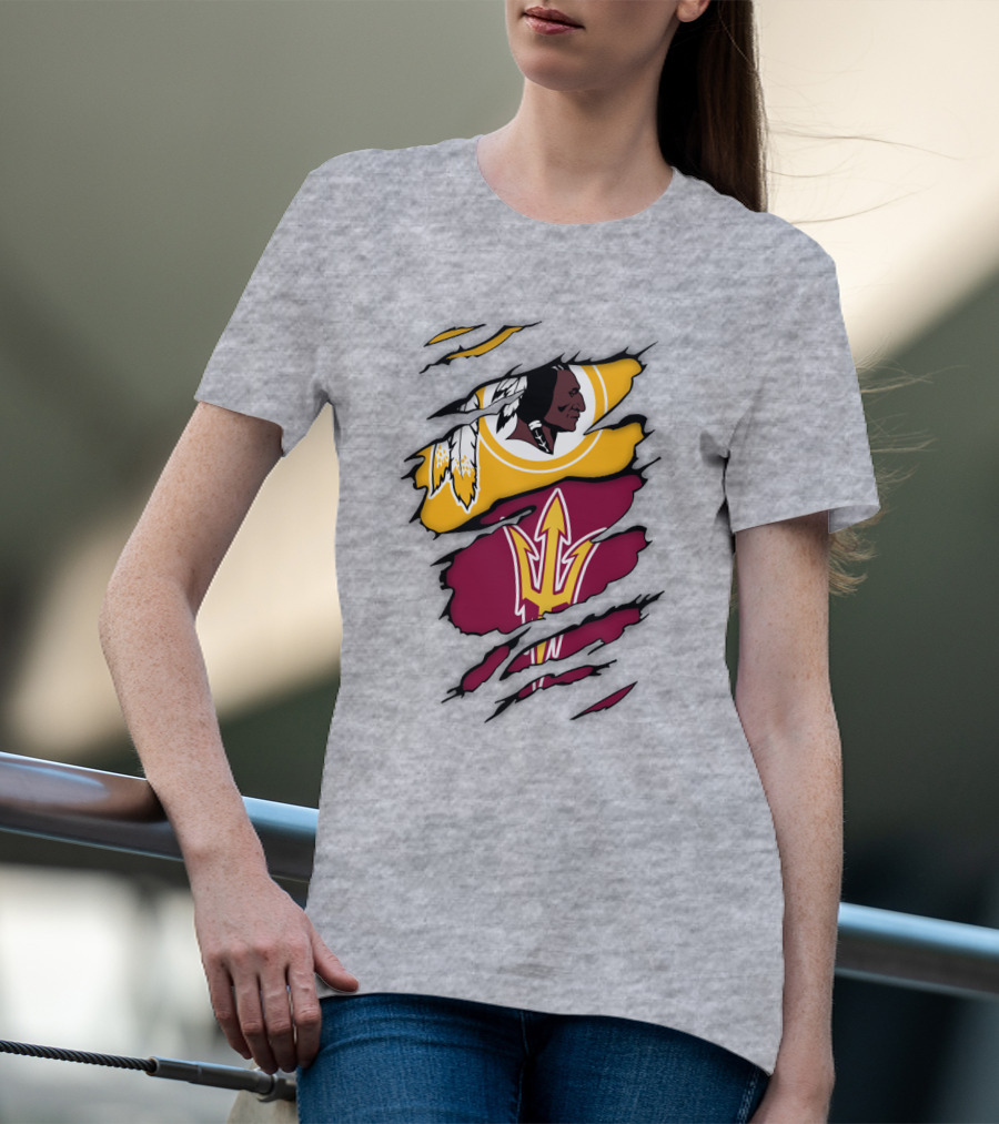 Washington Redskins Arizona State Sun Devils Logo Mashup T-Shirt